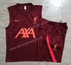 2021-2022 Liverpool Maroon Thailand Soccer Vest Tracksuit-815
