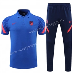 2021-2022 Atletico Madrid Blue Thailand Polo Uniform-CS