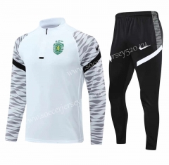 2021-2022 Sporting Clube de Portugal White Thailand Soccer Tracksuit -HR