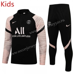 2021-2022 Paris SG Black (Pink Sleeve)Thailand Soccer Tracksuit-2038