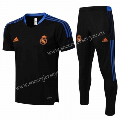 2021-2022 Real Madrid Black Short-Sleeved Thailand Soccer Tracksuit-815