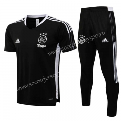 2021-2022 Ajax Black Short-sleeved Thailand Soccer Tracksuit-815