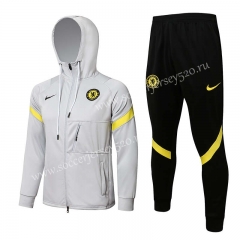 2021-2022 Chelsea Light Grey Thailand Jacket Uniform With Hat-815
