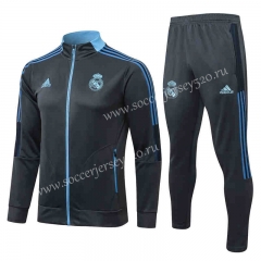 2021-2022 Real Madrid Dark Grey Thailand Soccer Jacket Uniform-815