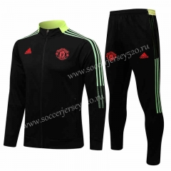 2021-2022 Manchester United Black High Collar Thailand Jacket Uniform-815