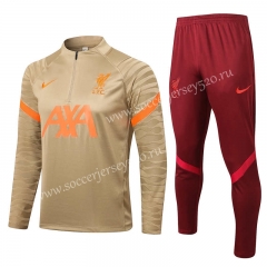 2021-2022 Liverpool Yellow Thailand Soccer Tracksuit-815
