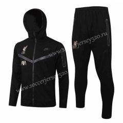 2021-2022 Liverpool Black Thailand Soccer Jacket Uniform With Hat-815