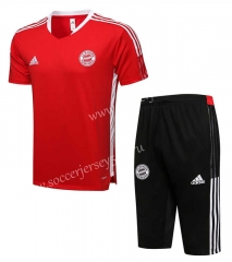 （Cropped Trousers）2021-2022 Bayern München Red Short-sleeved Thailand Soccer Tracksuit-815