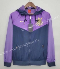 2021-2022 Corinthians Purple&Royal Blue Thailand Soccer Trench Coats With Hat-WD