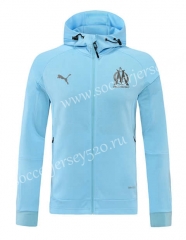 2021-2022 Olympique Marseille Sky Blue Thailand Soccer Jacket With Hat-815