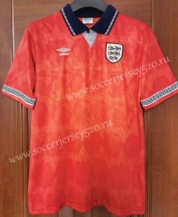Retro Version 1990 England Away Red Thailand Soccer Jersey-7T