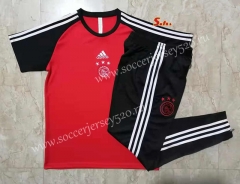 2021-2022 Ajax Red （Black Sleeves） Short-sleeved Thailand Soccer Tracksuit-815