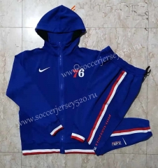 2021-2022 NBA Philadelphia 76ers Camouflage Blue Jacket Uniform With Hat-815