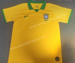 Retro Version 19-20 Brazil Home Yellow Thailand Soccer Jersey AAA-817