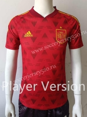 Player Version 2021-2022 Spain Home Red Thailand Soccer Jersey AAA-807