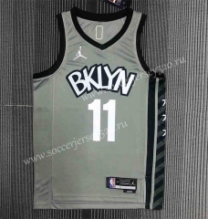 75th Anniversary Jordan Limited Edition Brooklyn Nets Gray #11 NBA Jersey-311