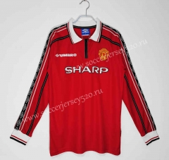 Retro Version 98-99 Manchester United Home Red LS Thailand Soccer Jersey AAA-C1046