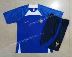 2022-2023 France Camouflage Blue Short-Sleeved Thailand Soccer Tracksuit-815