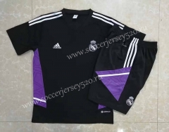 2022-2023 Real Madrid Black Short-Sleeve Thailand Soccer Tracksuit-815