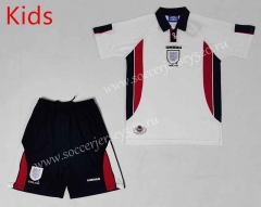 Retro Version 1998 England Home White Kids/Youth Soccer Uniform-C1046