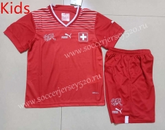 2022-2023 Switzerland Home Red Kids/Youth Soccer Uniform-507
