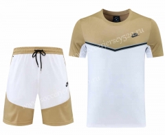 2022-2023 Nike Khaki&White Short-Sleeved Thailand Soccer Tracksuit-LH