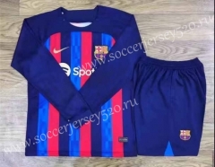 2022-2023 Barcelona Home Red&Blue LS Soccer Uniform-709