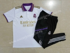 2022-2023 Real Madrid White Thailand Polo Uniform-815