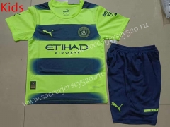 2022-2023 Manchester City 2nd Away Fluorescent Green Kid/Youth Soccer Uniform-507