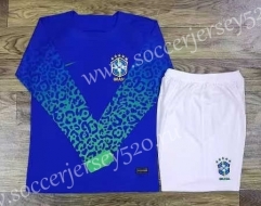 2022-2023 World Cup Brazil Away Blue LS Soccer Uniform-709