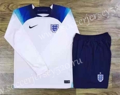 2022-2023 England Home White LS Soccer Uniform-709