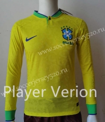 Player Version 2022-2023 Brazil Home Yellow LS Thailand Soccer Jersey AAA-807