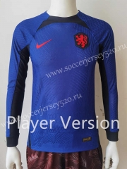 Player Version 2022-2023 Netherlands Away Blue LS Thailand Soccer Jersey AAA-807