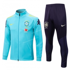 2022-2023 Brazil High Collar Light Blue Thailand Soccer Jacket Uniform -815