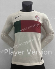 Player Version 2022-2023 Portugal Away Beige LS Thailand Soccer Jersey AAA-2016