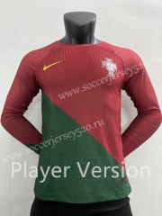 Player Version 2022-2023 Portugal Home Red LS Thailand Soccer Jersey AAA-2016