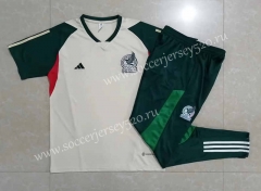 2022-2023 Mexico Beige Short-Sleeved Thailand Soccer Tracksuit -815