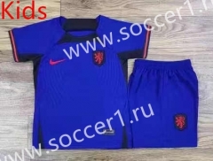 2022-2023 Netherlands Away Blue Kids/Youth Soccer Uniform-709