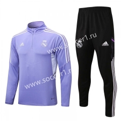 2022-2023 Real Madrid Light Purple Thailand Soccer Tracksuit-815