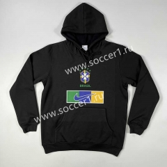 2022-2023 Brazil Black Thailand Soccer Tracksuit Top With Hat-CS