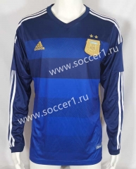 Retro Version 14-15 Argentina Away Royal Blue  LS Thailand Soccer Jersey AAA-503
