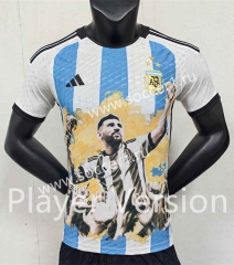 Messi Champions Cup Version Player Version2023-2024 Special Version Argentina White&Blue Thailand Soccer Jersey AAA-888