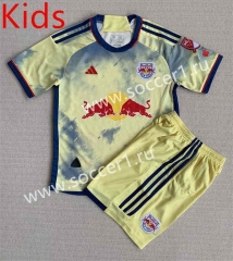 2023-2024 New York Red Bulls Home Yellow Kids/Youth Soccer Uniform-AY
