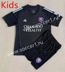 2023-2024 Orlando City Goalkeeper Black Kids/Youth Soccer Uniform-AY