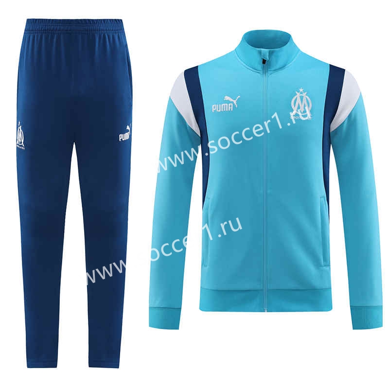 2023-2024 Olympique Marseille Light Blue Thailand Soccer Jacket Uniform ...