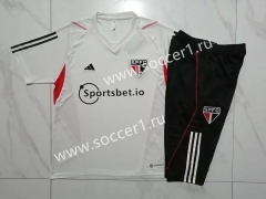 2023-2024 Sao Paulo Futebol Clube Beige Short Sleeve Thailand Soccer Tracksuit-815