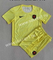 2023-2024 Netherlands Goalkeeper Yellow Soccer Uniform-AY