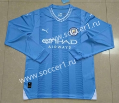 2023-2024 Manchester City Home Blue LS Thailand Soccer Jersey AAA-818