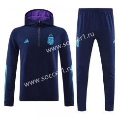 2023-2024 Argentina Royal Blue Thailand Soccer Tracksuit With Hat-7411