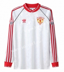 Retro Version 1991 Manchester United White LS Thailand Soccer Jersey AAA-7505